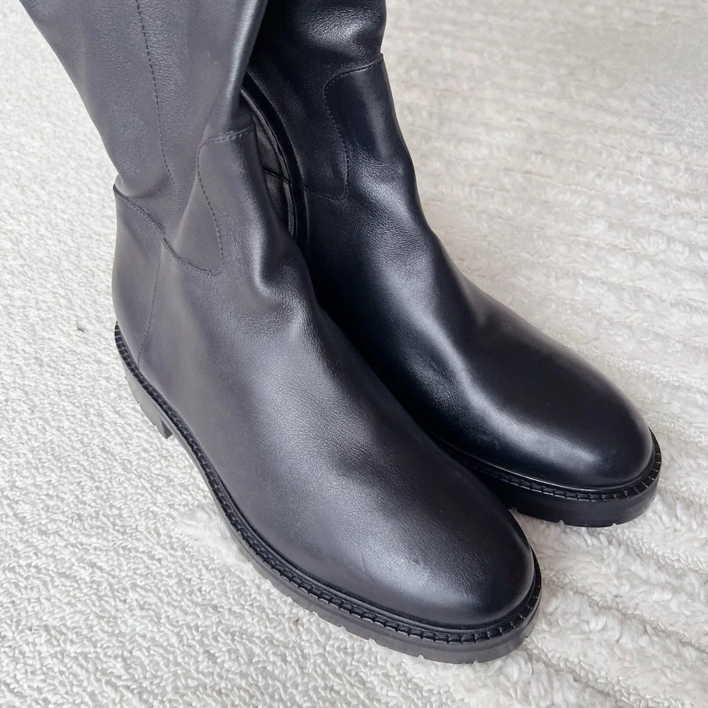 VALENTINO GARAVANI Bowrap buckled Black Leather Over The Knee OTK EU 38.5 US 8.5